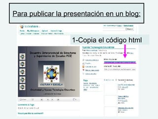 Para publicar la presentación en un blog: 1-Copia el código html 