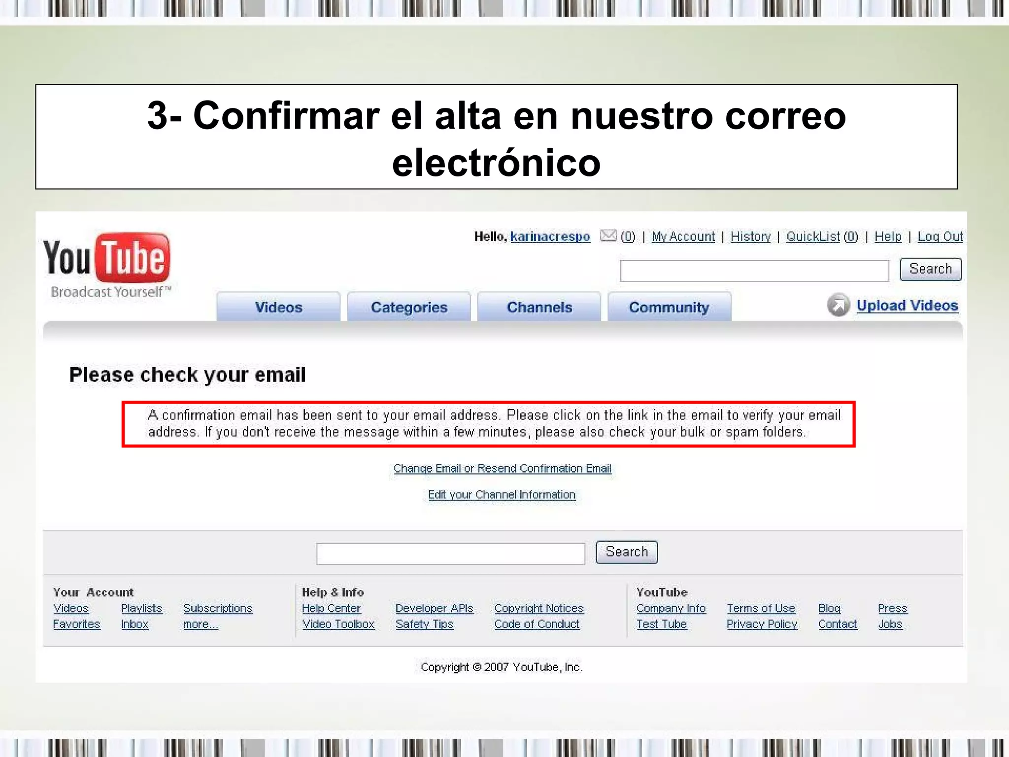 3- Confirmar el alta en nuestro correo electrónico 