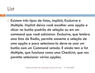 Tutorial: Desenvolvimento de aplicacoes moveis com Java