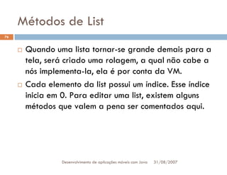 Tutorial: Desenvolvimento de aplicacoes moveis com Java