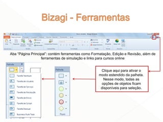 38
Aba “Página Principal”: contém ferramentas como Formatação, Edição e Revisão, além de
ferramentas de simulação e links para cursos online
Clique aqui para ativar o
modo estendido da palheta.
Nesse modo, todas as
opções de objetos ficam
disponíveis para seleção.
 