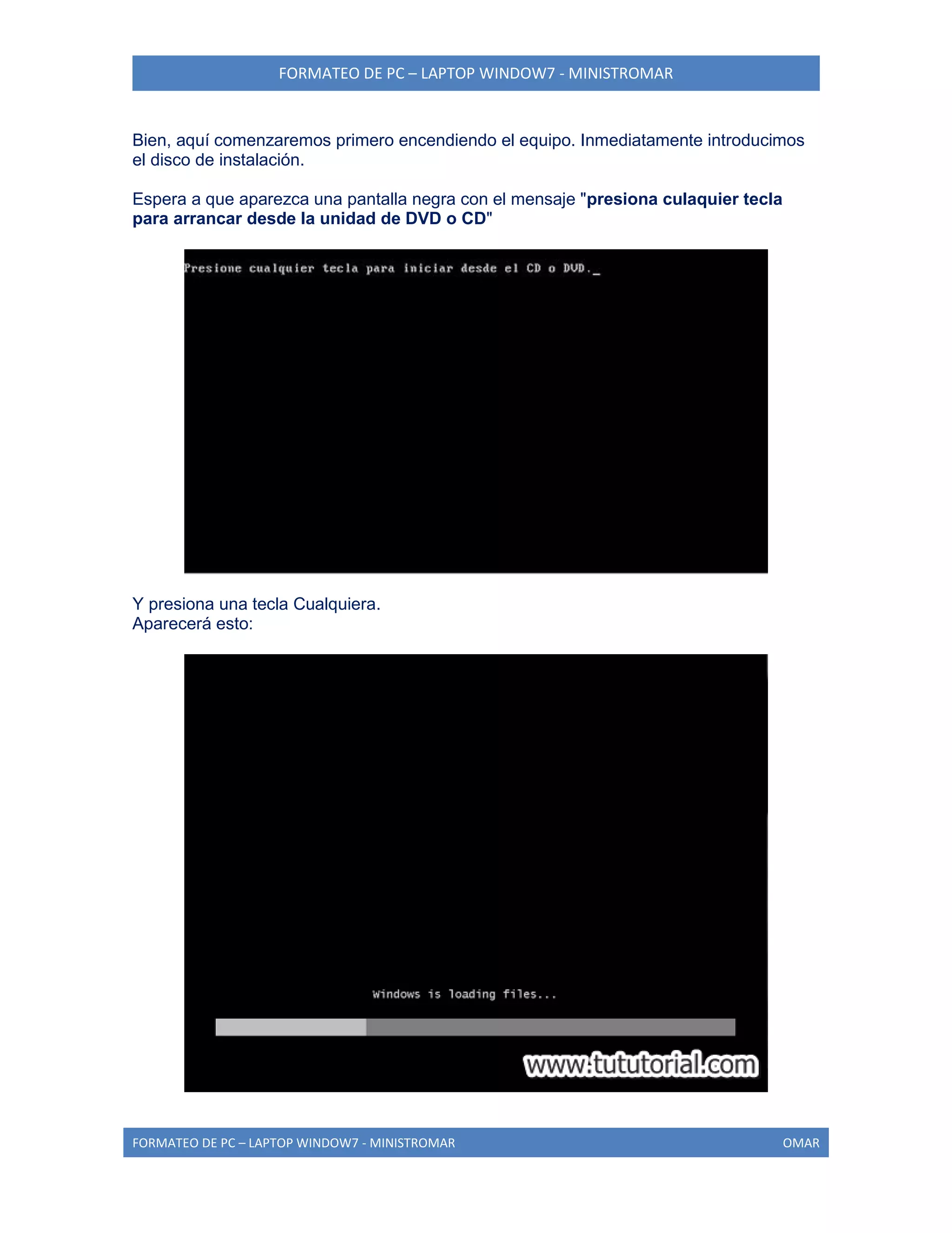 Formateo de PC paso a paso - tutomar | PDF