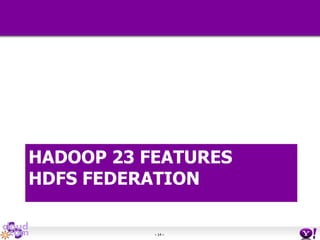 - 14 -
HADOOP 23 FEATURES
HDFS FEDERATION
 