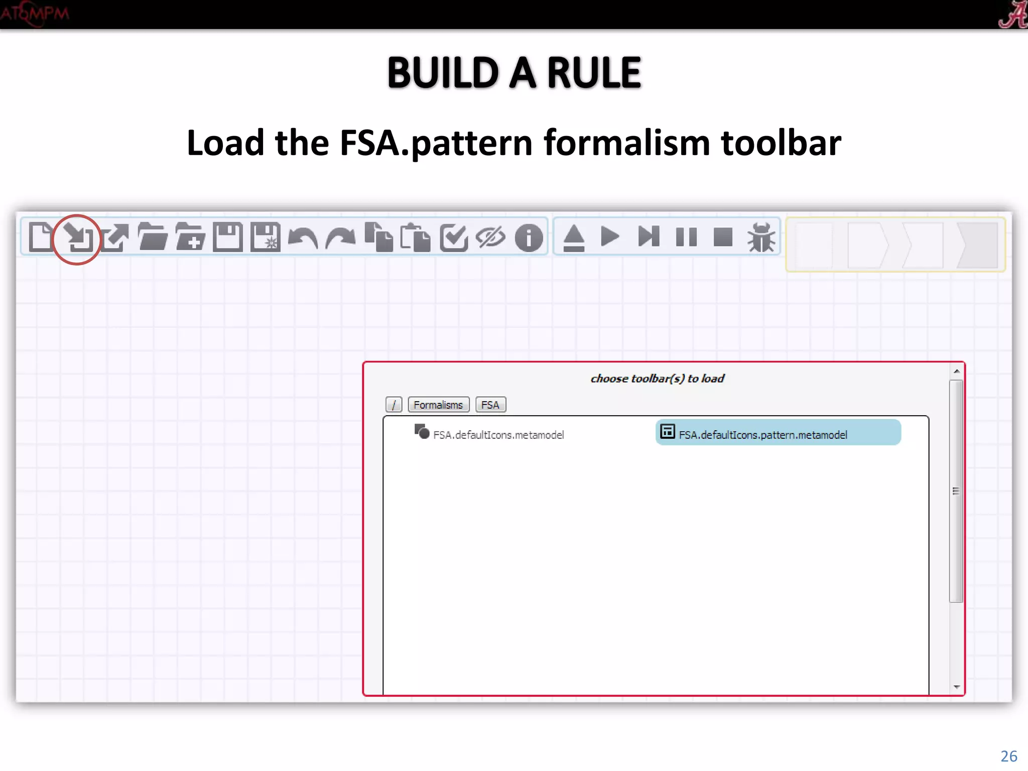 Introductory Tutorial
Load the FSA.pattern formalism toolbar
26
 