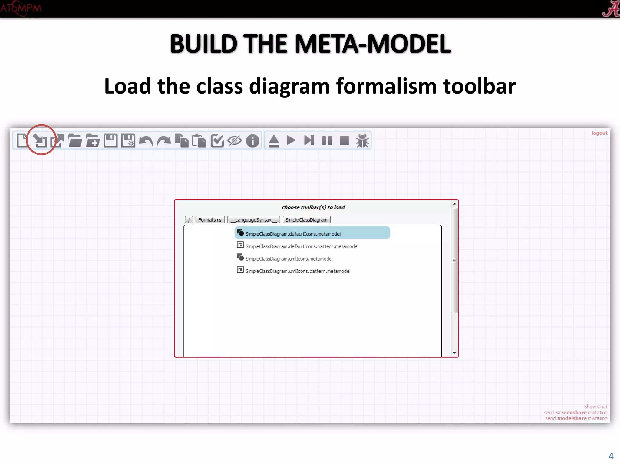 Introductory Tutorial
Load the SimpleClassDiagram formalism toolbar
4
 