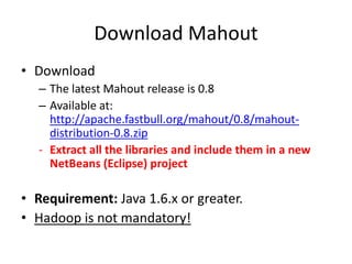 Apache Mahout Tutorial - Recommendation - 2013/2014 | PDF