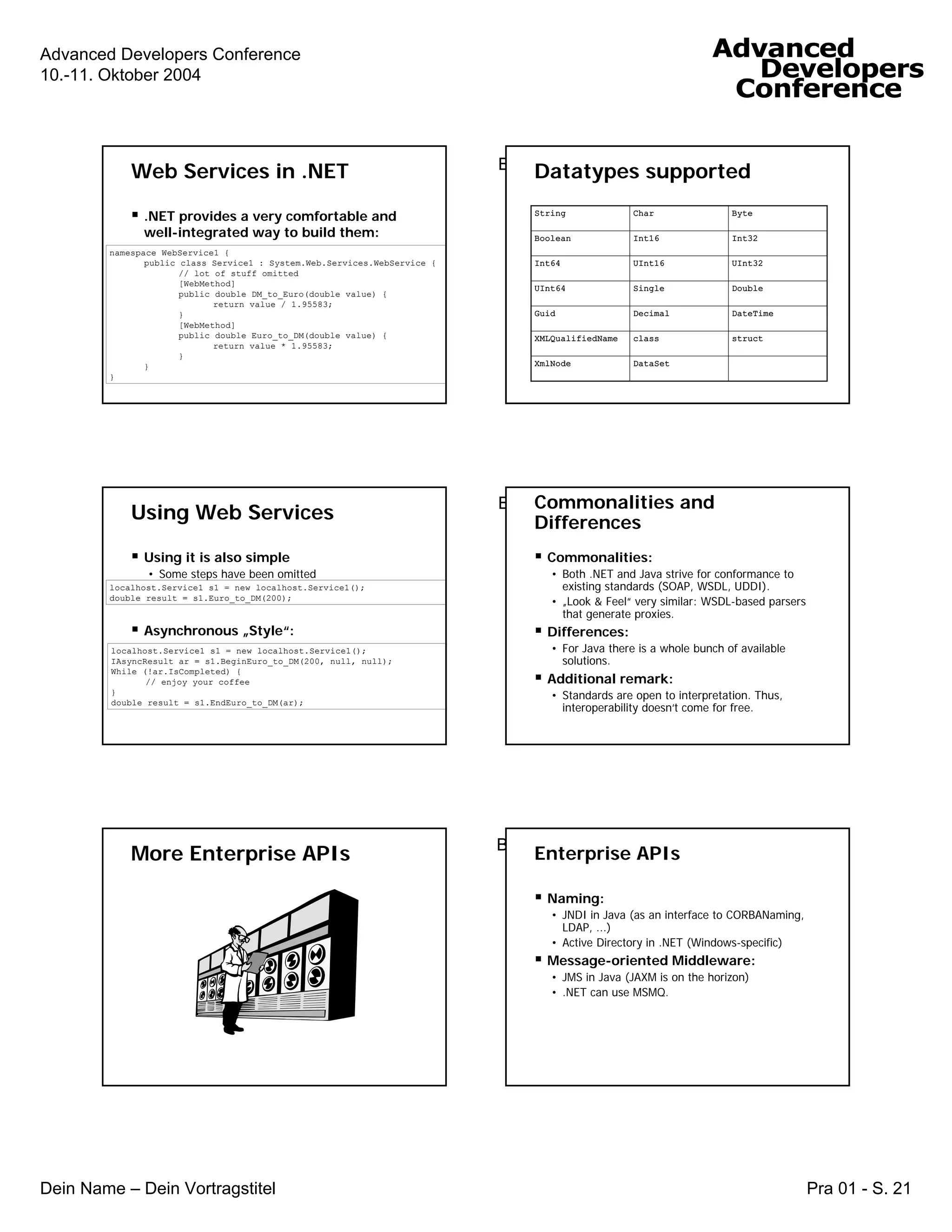 Tutorial on J2EE versus .NET for .NET Programmers