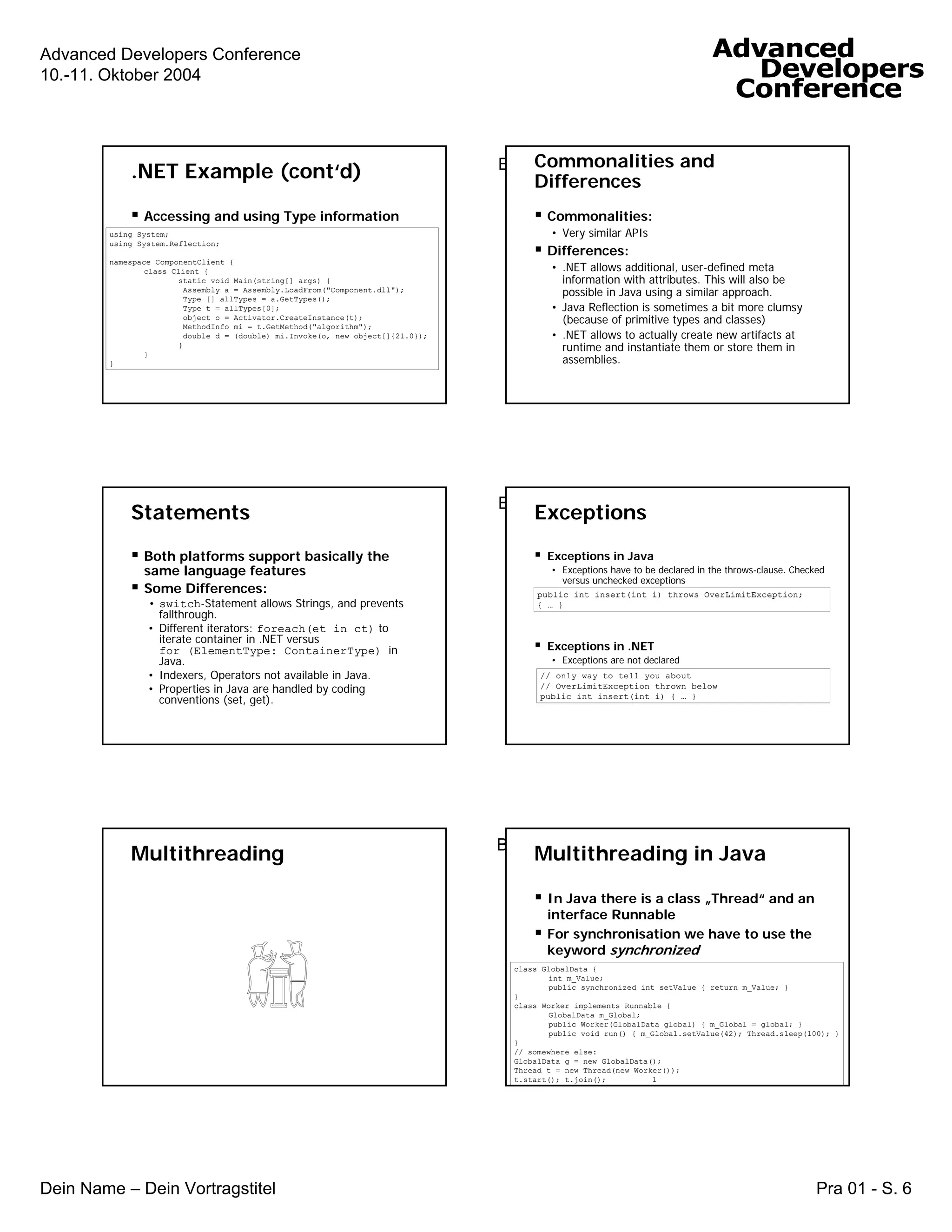 Tutorial on J2EE versus .NET for .NET Programmers
