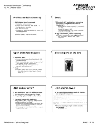 Tutorial on J2EE versus .NET for .NET Programmers 