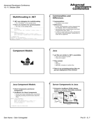 Tutorial on J2EE versus .NET for .NET Programmers 