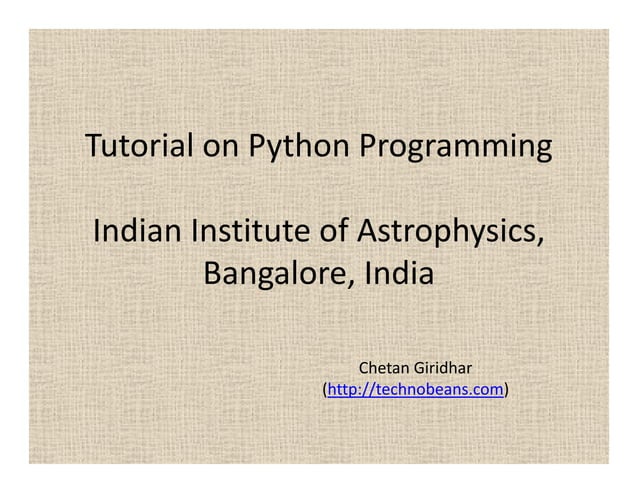 Tutorial on-python-programming | PPT