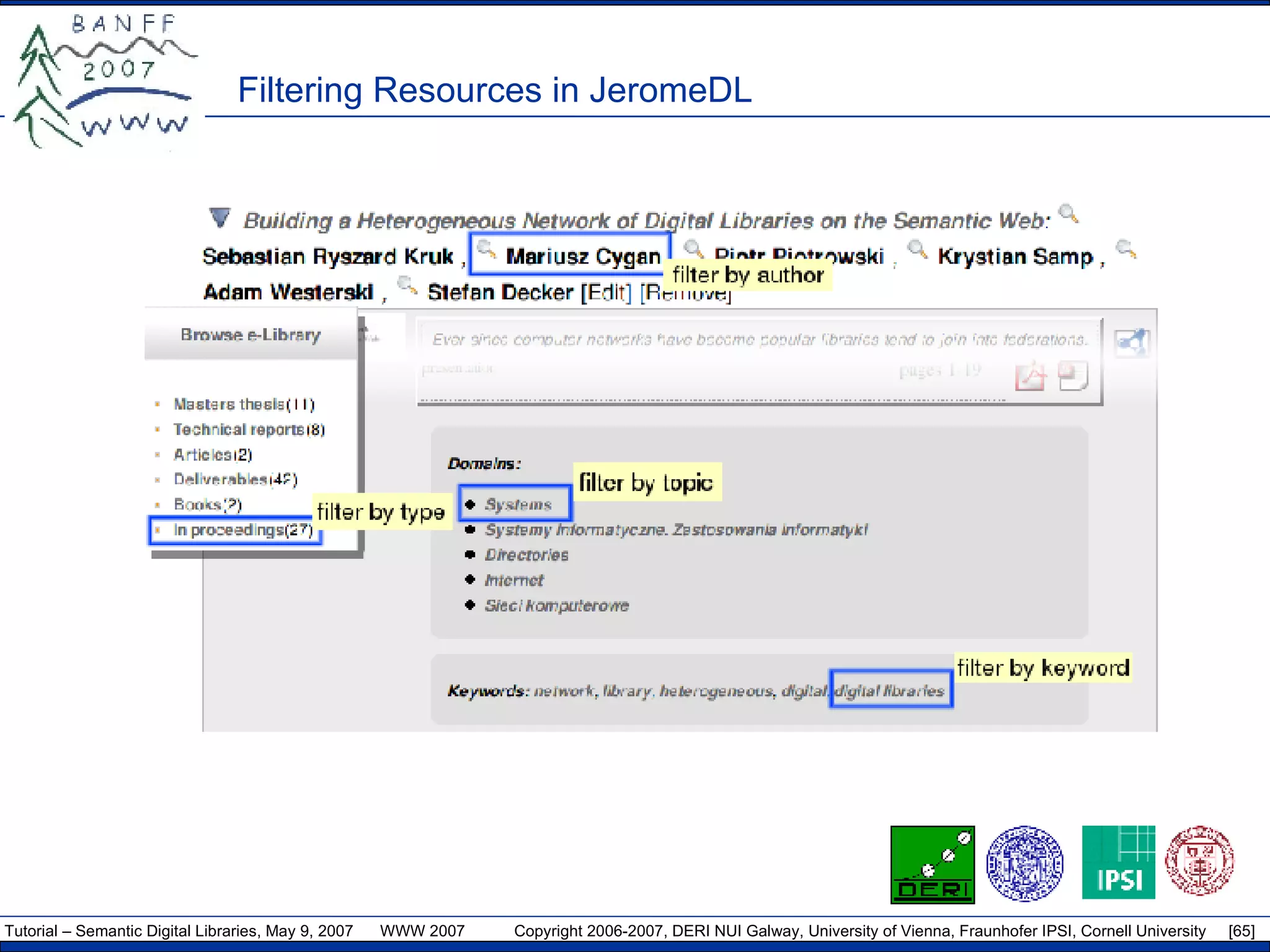 Filtering Resources in JeromeDL 