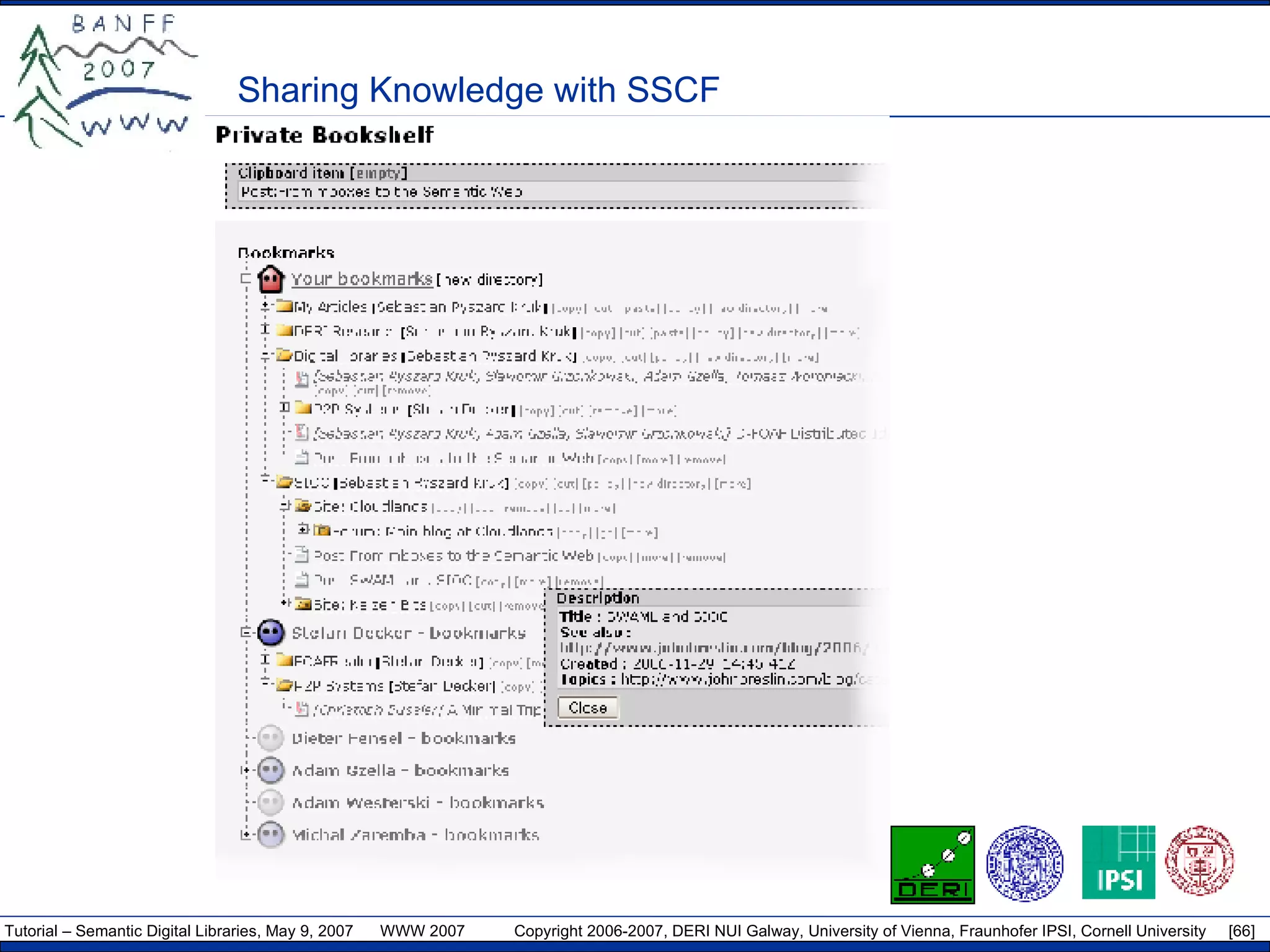 Sharing Knowledge with SSCF 