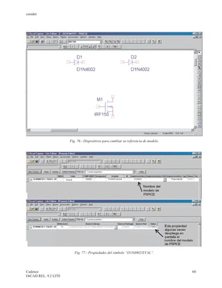 cenidet




                      Fig. 76.- Dispositivos para cambiar su referencia de modelo.




                         Fig. 77.- Propiedades del símbolo “D1N4002/EVAL”.




Cadence                                                                              60
OrCAD REL. 9.2 LITE
 