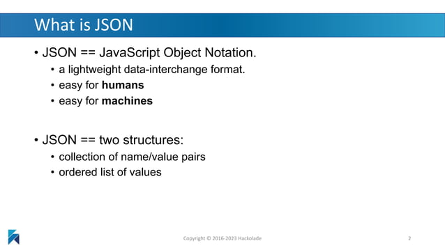 Hackolade Tutorial - part 2 - Overview of JSON and JSON schema | PPT