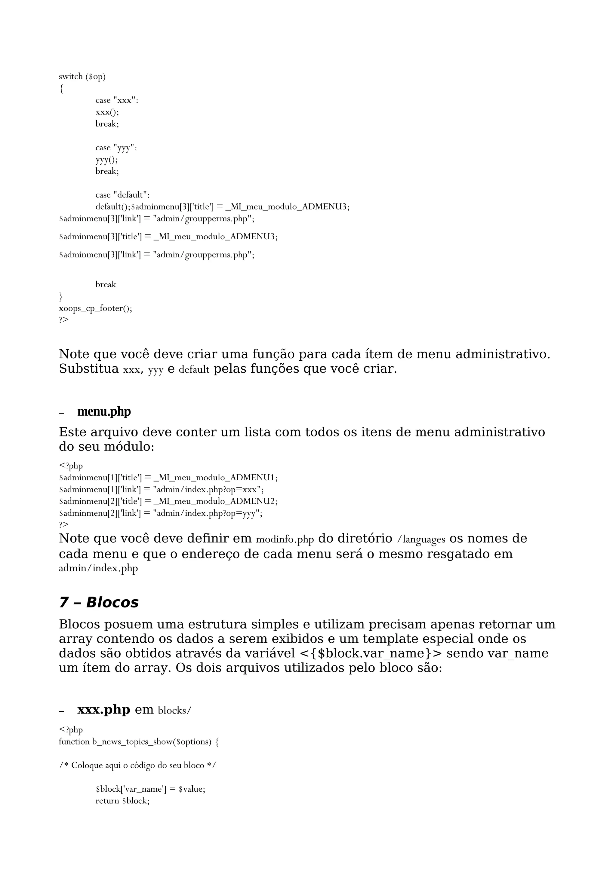 Tutorial para criação de módulo no Xoops 2.4