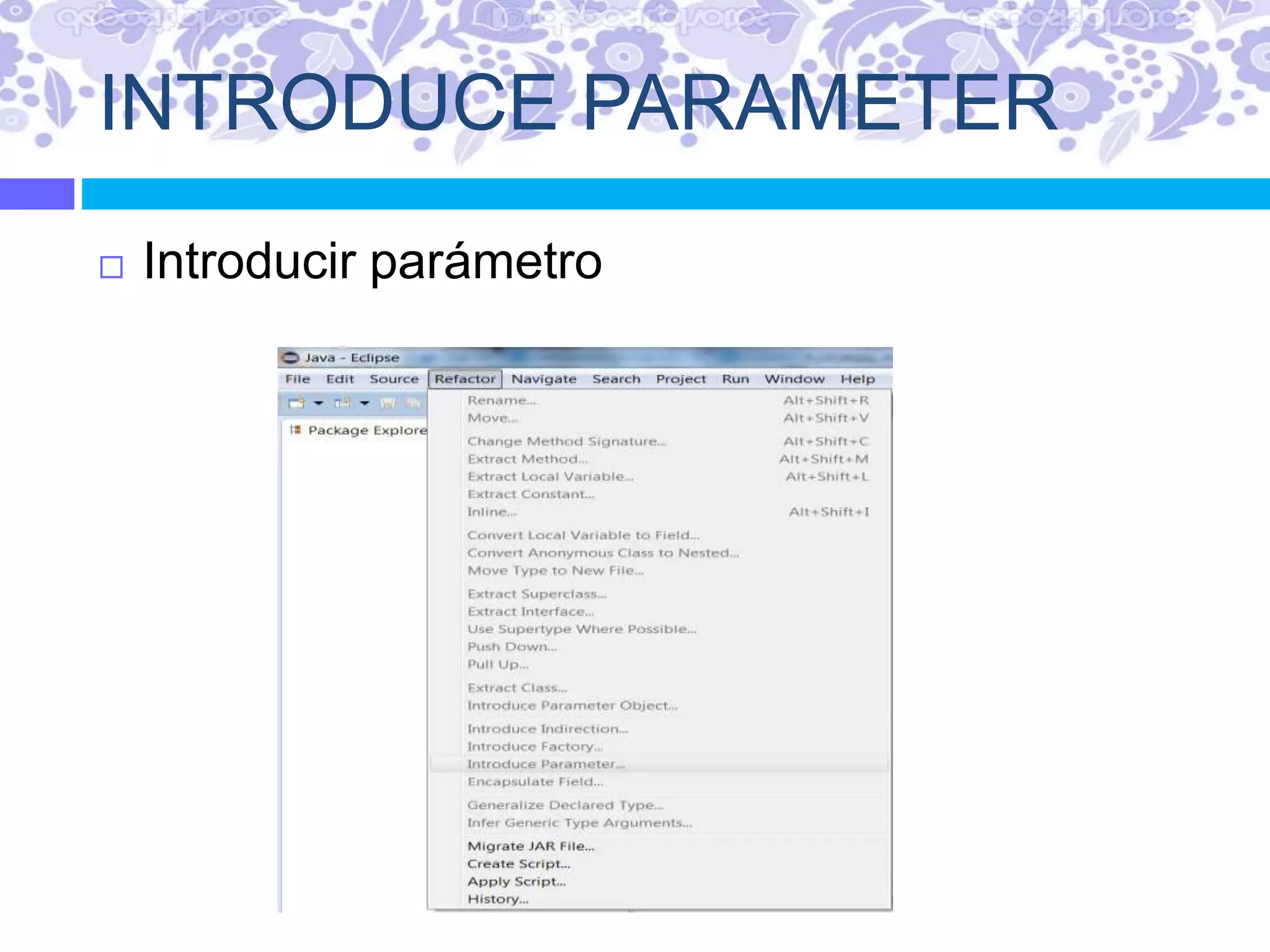 INTRODUCE PARAMETER
 Introducir parámetro
 