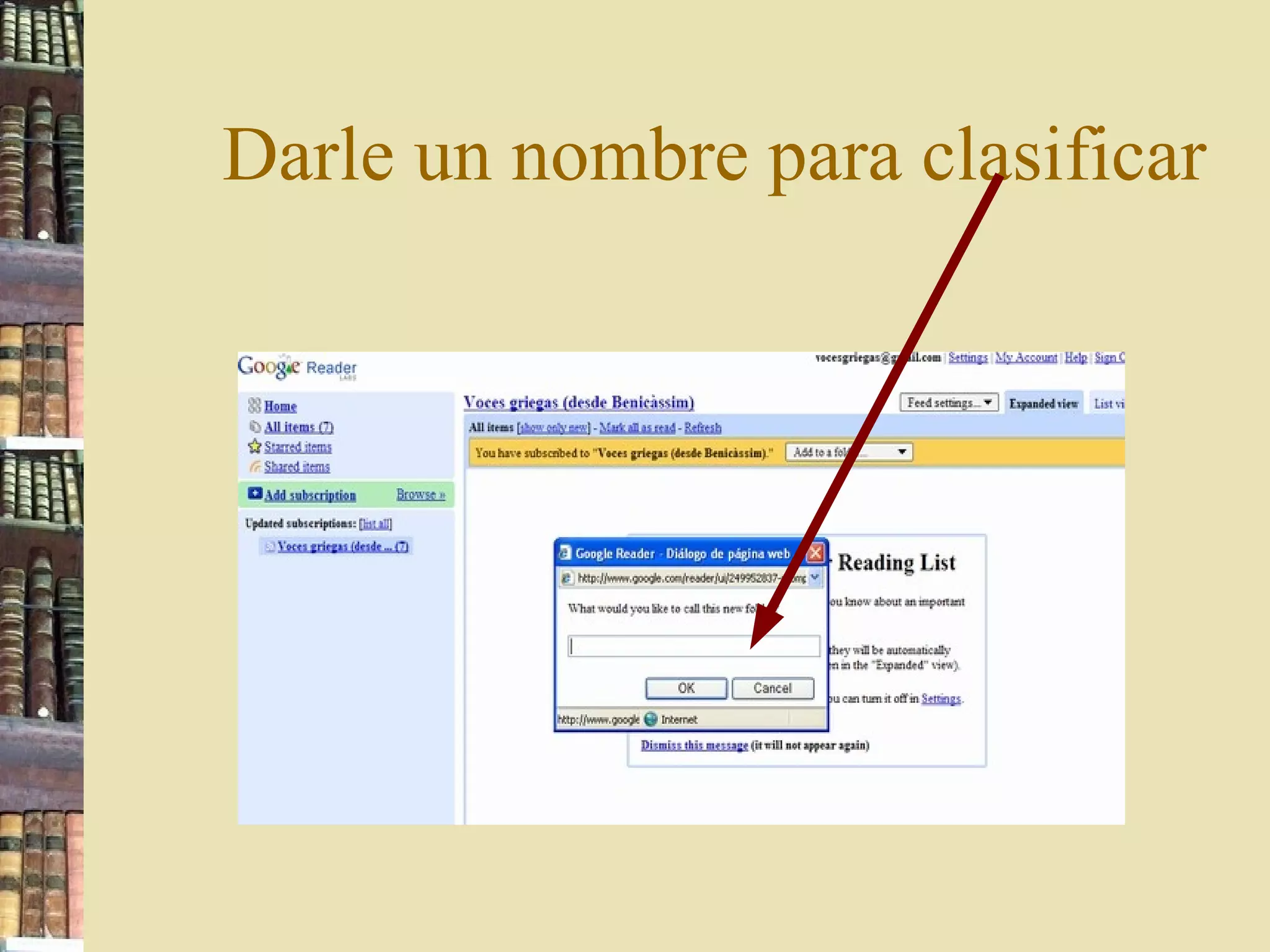 Darle un nombre para clasificar 