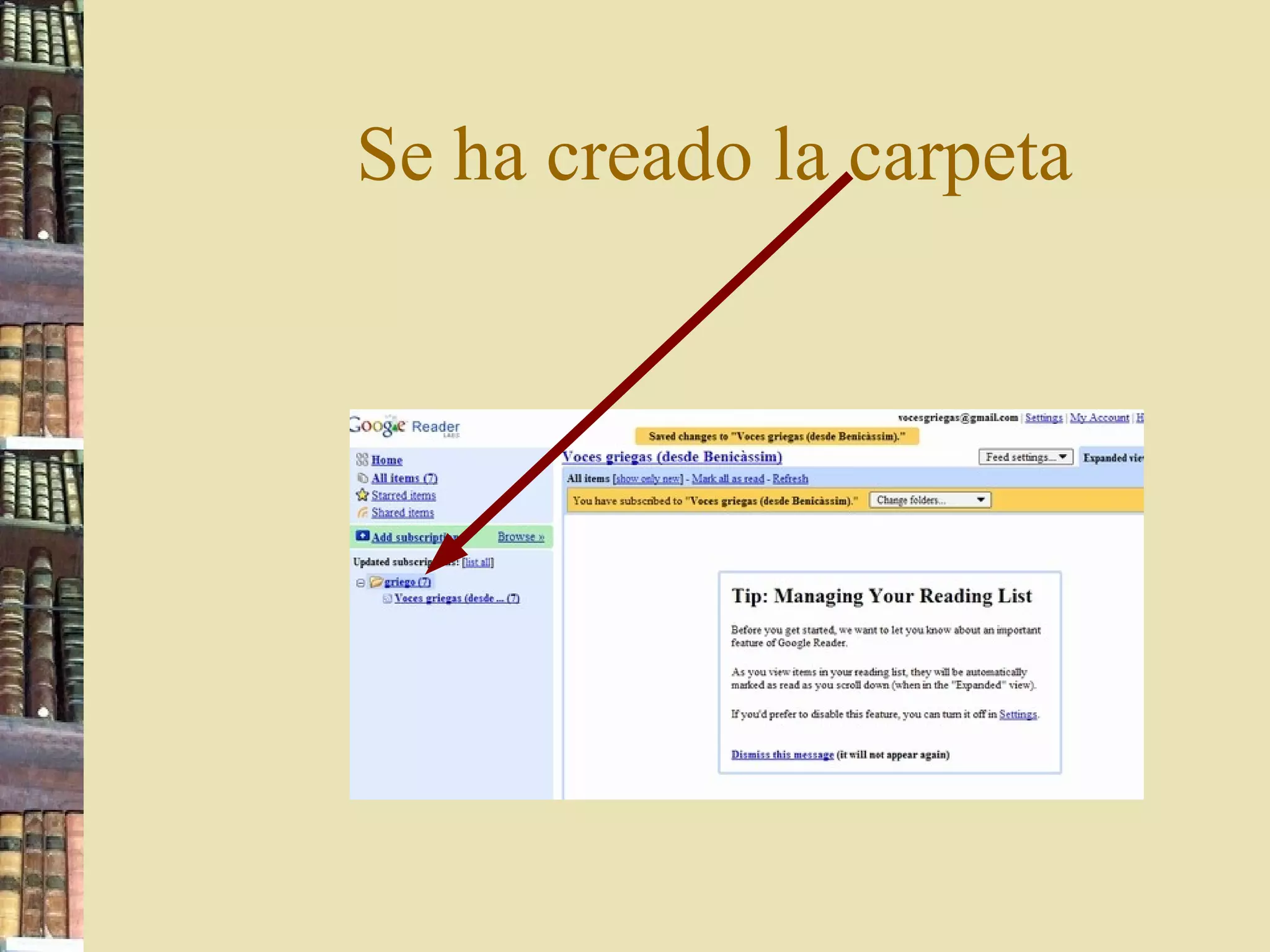 Se ha creado la carpeta 