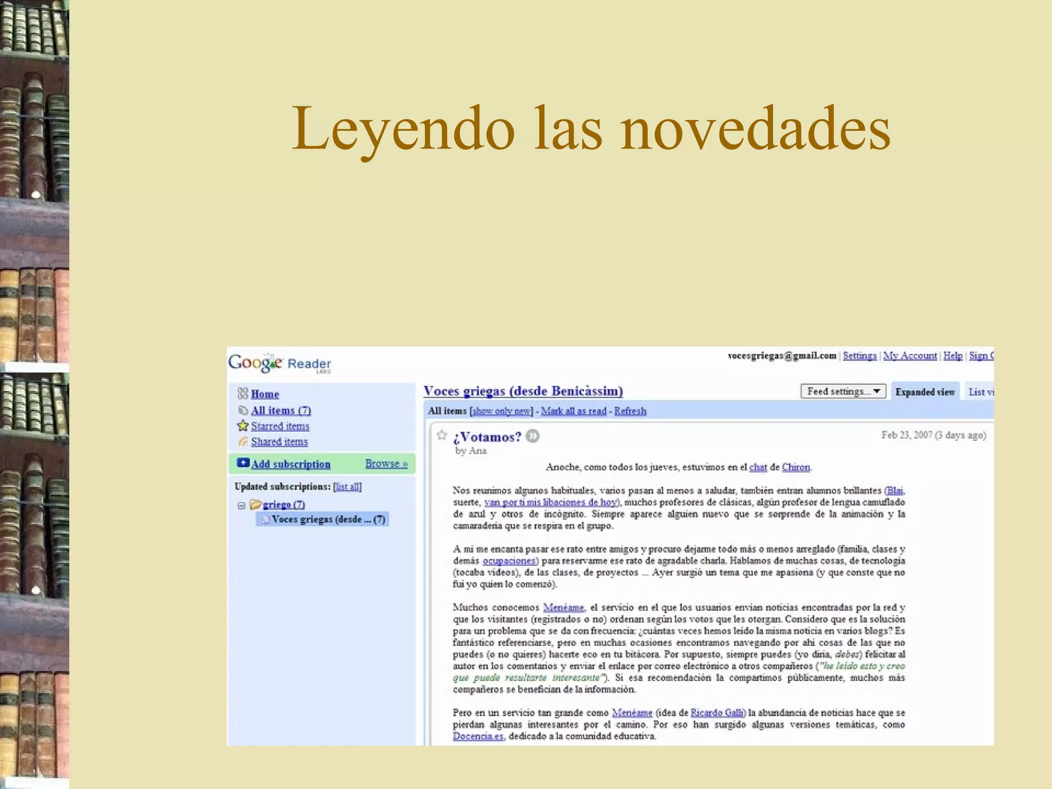 Leyendo las novedades 