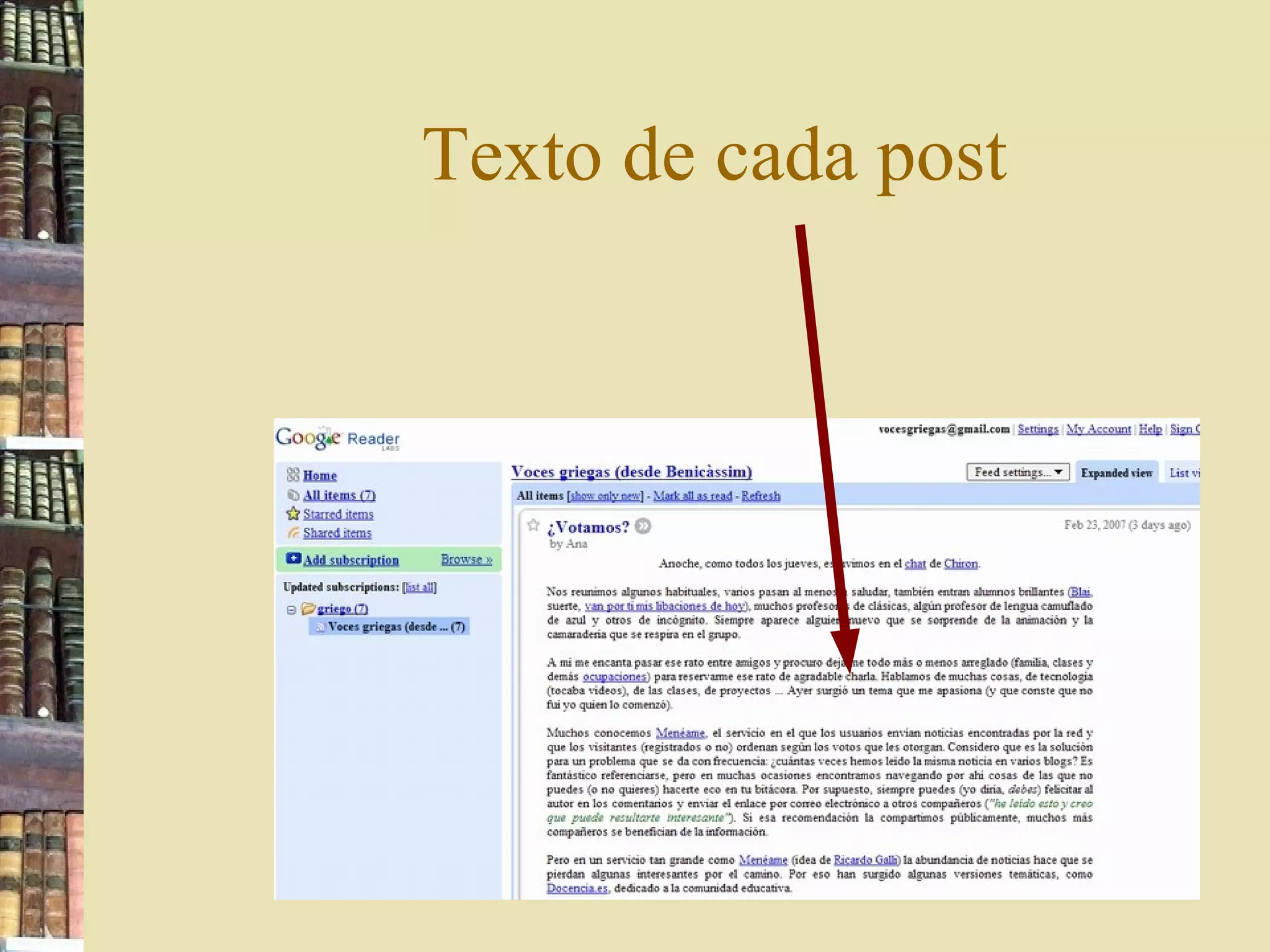 Texto de cada post 