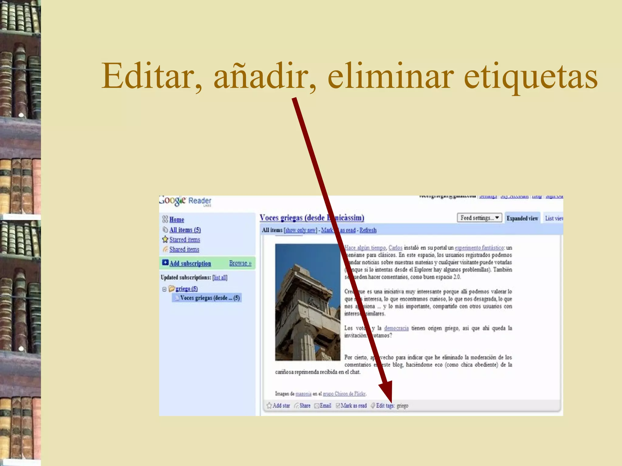 Editar, añadir, eliminar etiquetas 