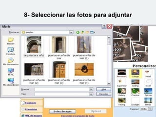 8- Seleccionar las fotos para adjuntar 
