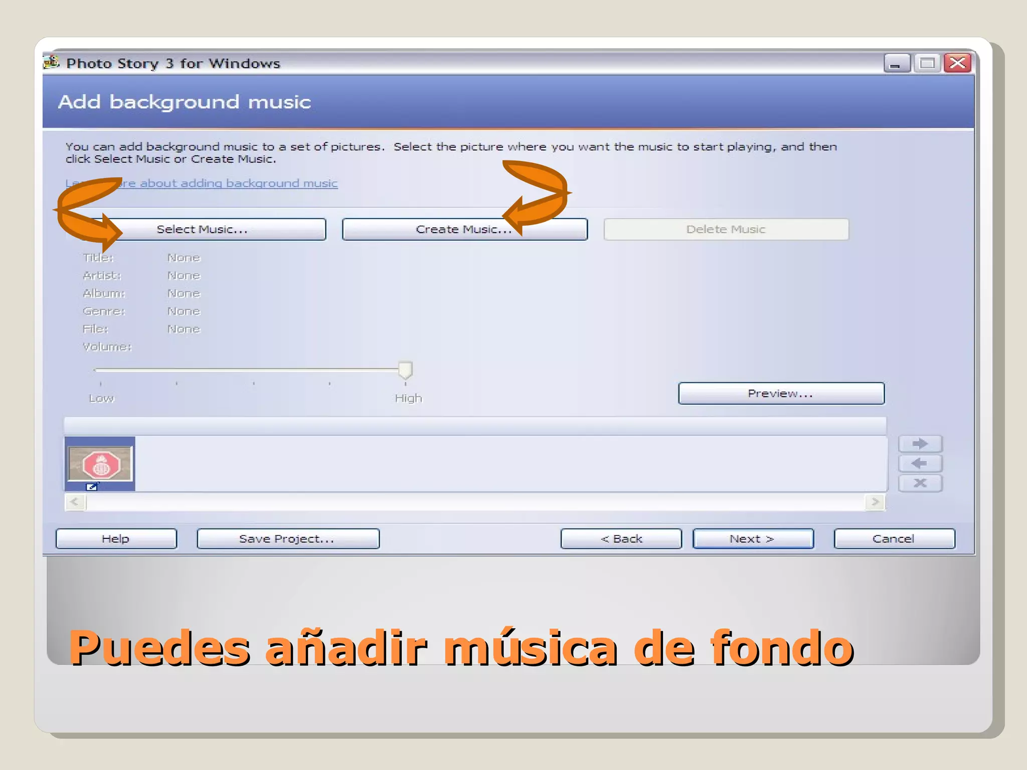 Puedes añadir música de fondo 