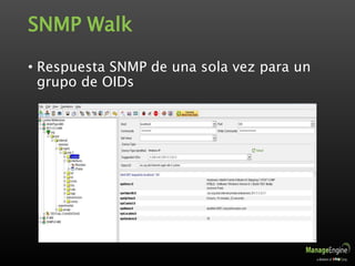 SNMP Walk
• Respuesta SNMP de una sola vez para un
grupo de OIDs
 