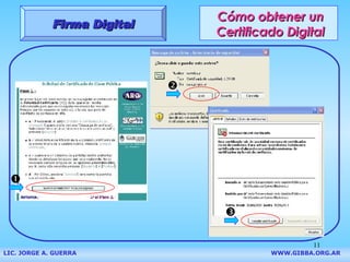 Cómo obtener un Certificado Digital Firma Digital LIC. JORGE A. GUERRA     WWW.GIBBA.ORG.AR    