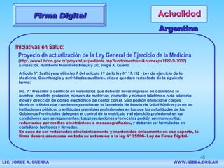 Actualidad Firma Digital Iniciativas en Salud: Proyecto de actualización de la Ley General de Ejercicio de la Medicina ( h...