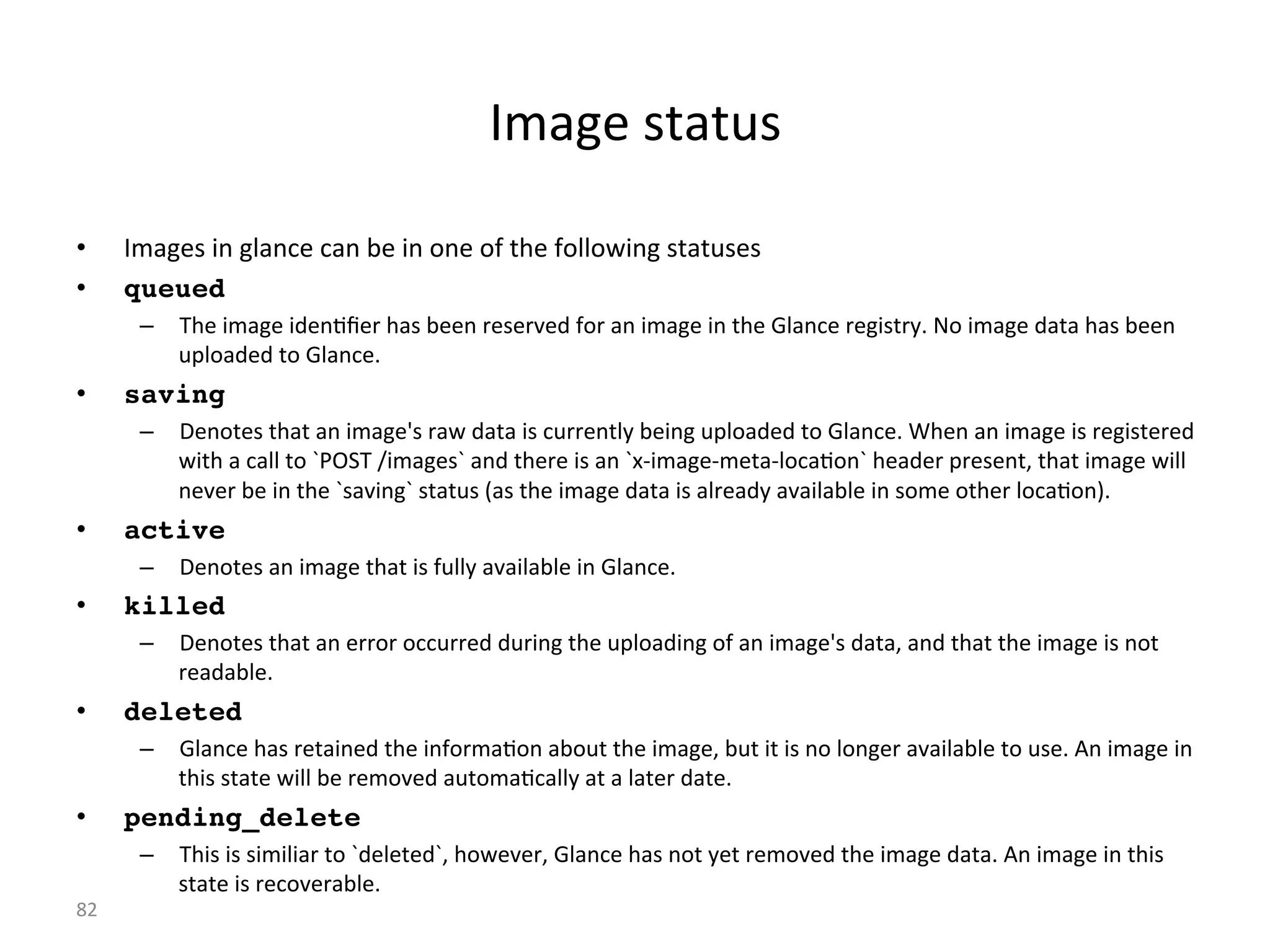 H6:0#%2=:=(2%
•  H6:0#2%1$%0,:$*#%*:$%>#%1$%'$#%'K%=/#%K',,'F1$0%2=:=(2#2%
•  queued!
–  ./#%16:0#%1-#$7g#)%/:2%>##$%)#2#)L#-%K')%:$%16:0#%1$%=/#%V,:$*#%)#012=)5B%T'%16:0#%-:=:%/:2%>##$%
(",':-#-%='%V,:$*#B%
•  saving!
–  a#$'=#2%=/:=%:$%16:0#s2%):F%-:=:%12%*())#$=,5%>#1$0%(",':-#-%='%V,:$*#B%h/#$%:$%16:0#%12%)#012=#)#-%
F1=/%:%*:,,%='%qN!&.%b16:0#2q%:$-%=/#)#%12%:$%qMO16:0#O6#=:O,'*:7'$q%/#:-#)%")#2#$=<%=/:=%16:0#%F1,,%
$#L#)%>#%1$%=/#%q2:L1$0q%2=:=(2%8:2%=/#%16:0#%-:=:%12%:,)#:-5%:L:1,:>,#%1$%2'6#%'=/#)%,'*:7'$9B%
•  active%%
–  a#$'=#2%:$%16:0#%=/:=%12%K(,,5%:L:1,:>,#%1$%V,:$*#B%
•  killed%%
–  a#$'=#2%=/:=%:$%#))')%'**())#-%-()1$0%=/#%(",':-1$0%'K%:$%16:0#s2%-:=:<%:$-%=/:=%=/#%16:0#%12%$'=%
)#:-:>,#B%
•  deleted!
–  V,:$*#%/:2%)#=:1$#-%=/#%1$K')6:7'$%:>'(=%=/#%16:0#<%>(=%1=%12%$'%,'$0#)%:L:1,:>,#%='%(2#B%3$%16:0#%1$%
=/12%2=:=#%F1,,%>#%)#6'L#-%:(='6:7*:,,5%:=%:%,:=#)%-:=#B%
•  pending_delete!
–  ./12%12%2161,1:)%='%q-#,#=#-q<%/'F#L#)<%V,:$*#%/:2%$'=%5#=%)#6'L#-%=/#%16:0#%-:=:B%3$%16:0#%1$%=/12%
2=:=#%12%)#*'L#):>,#B%
Z?%
 