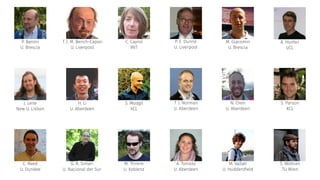 P. Baroni
U. Brescia
T. J. M. Bench-Capon
U. Liverpool
C. Cayrol
IRIT
P. E. Dunne
U. Liverpool
M. Giacomin
U. Brescia
A. Hunter
UCL
H. Li
U. Aberdeen
S. Modgil
KCL
T. J. Norman
U. Aberdeen
N. Oren
U. Aberdeen
C. Reed
U. Dundee
G. R. Simari
U. Nacional der Sur
A. Toniolo
U. Aberdeen
M. Vallati
U. Huddersﬁeld
S. Woltran
TU Wien
J. Leite
New U. Lisbon
S. Parson
KCL
M. Thimm
U. Koblenz
 