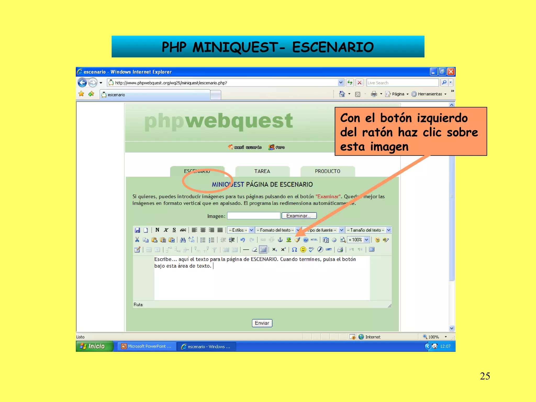 PHP MINIQUEST- ESCENARIO Con el botón izquierdo del ratón haz clic sobre esta imagen 