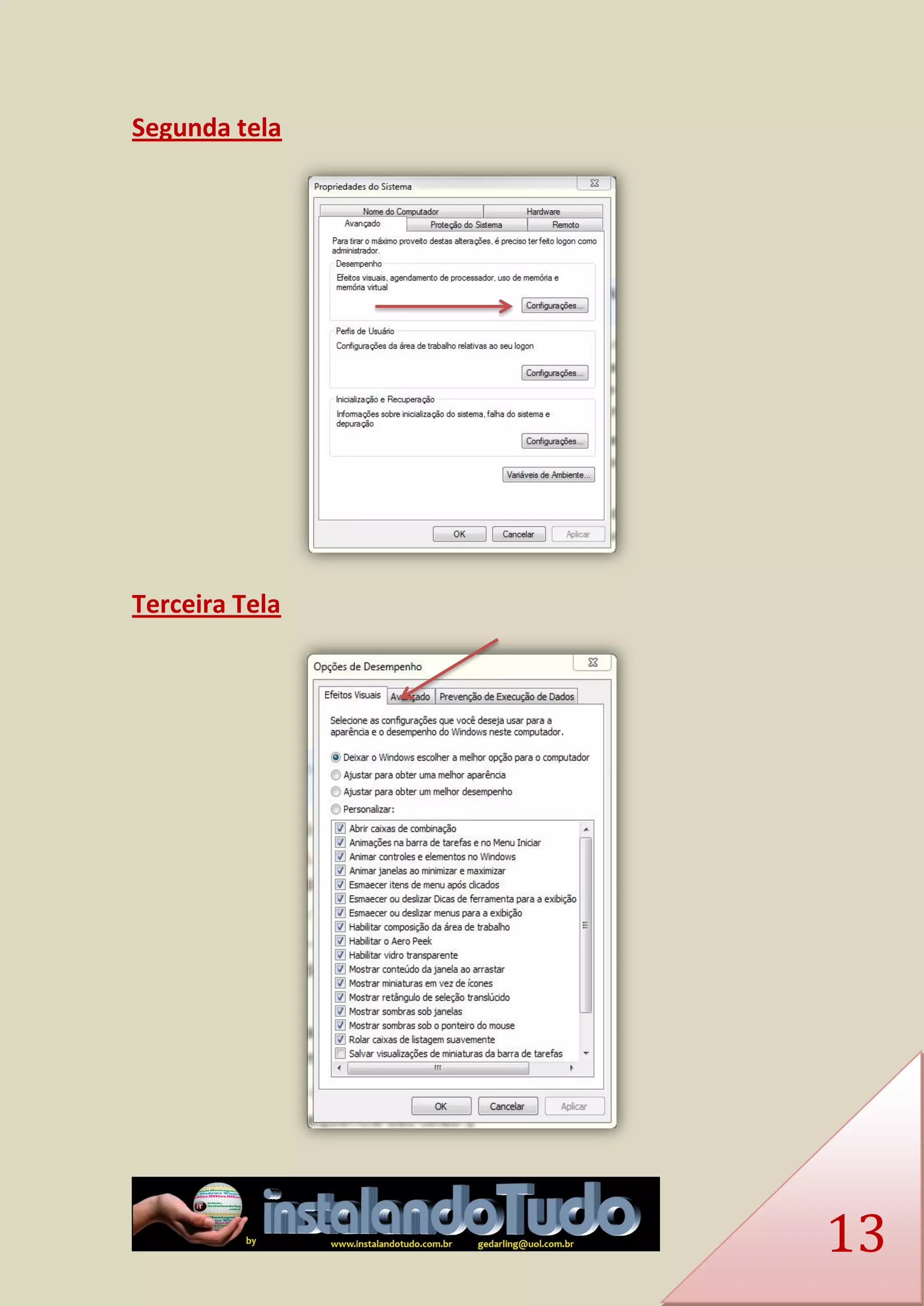 13 
Segunda tela 
Terceira Tela 
 