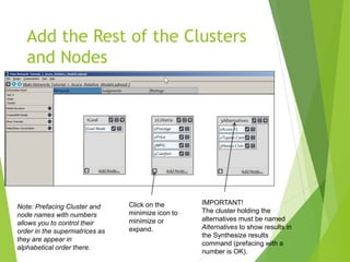 Add the Rest of the Clusters
and Nodes
Click on the
minimize icon to
minimize or
expand.
Note: Prefacing Cluster and
node ...