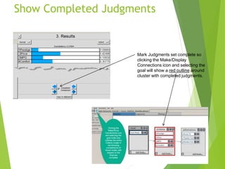 Show Completed Judgments
Mark Judgments set complete so
clicking the Make/Display
Connections icon and selecting the
goal ...