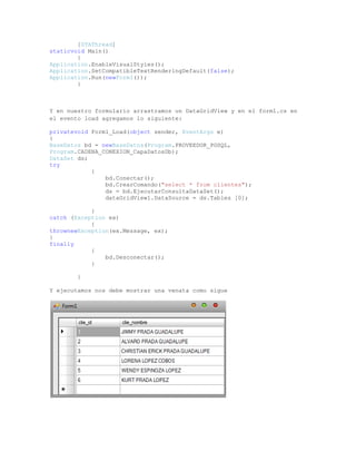 CONECTAR C# CON POSTGRESQL USANDO NPGSQL 2.0.11
