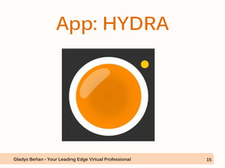App: HYDRA
Gladys Beñan - Your Leading Edge Virtual Professional 15
 
