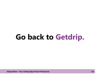 Go back to Getdrip.
Gladys Beñan - Your Leading Edge Virtual Professional 125
 
