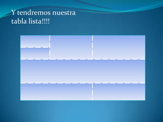 Y tendremos nuestra
tabla lista!!!!
 