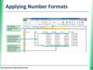 Applying Number Formats              XP




New Perspectives on Microsoft Excel 2010        13
 