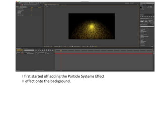 I first started off adding the Particle Systems Effect
II effect onto the background.
 