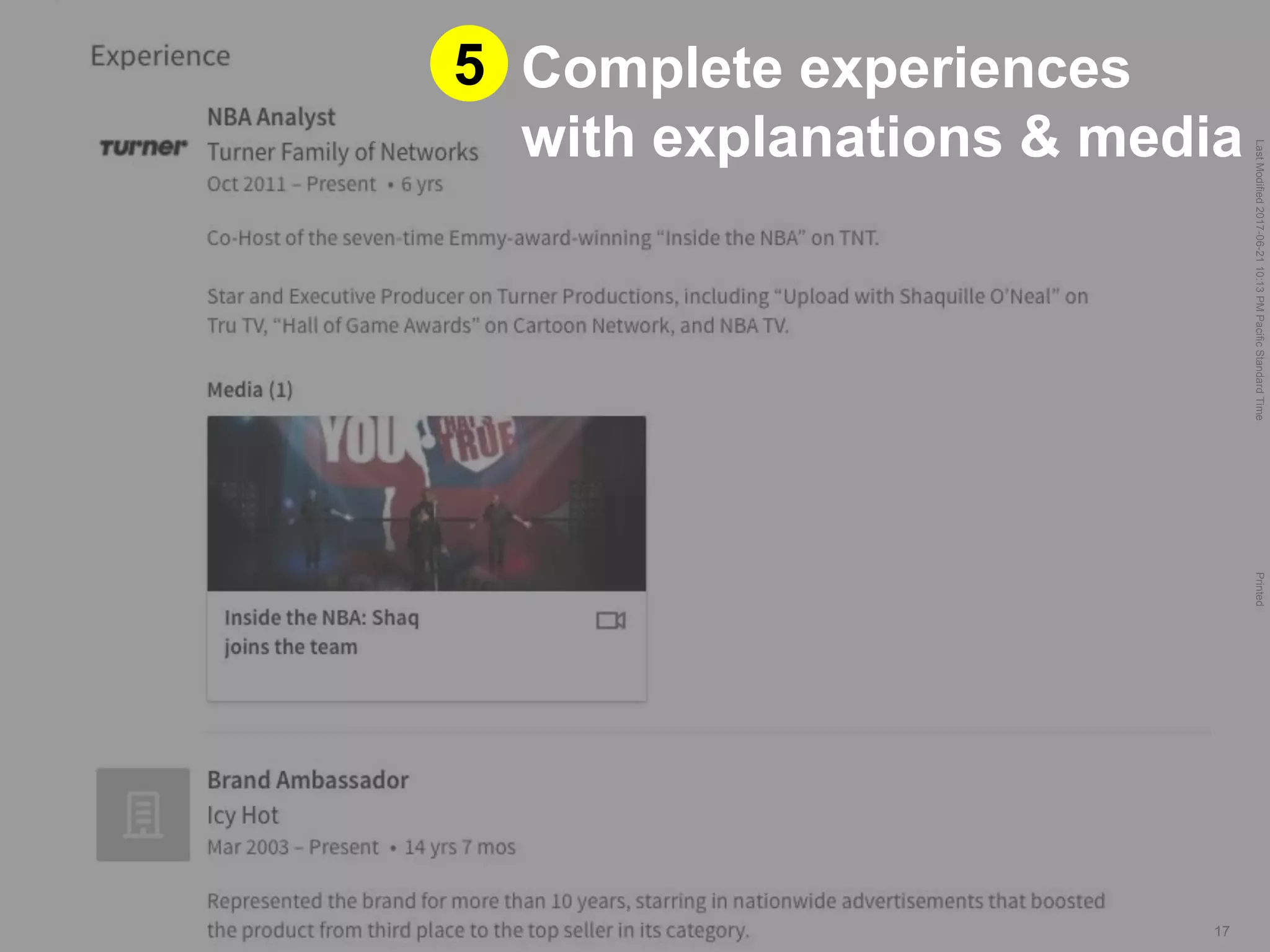 LastModified2017-06-2110:13PMPacificStandardTimePrinted
17
Complete experiences
with explanations & media
5
 