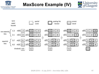 MaxScore Example (IV)
67SIGIR 2018 — 8 July 2018 — Ann Arbor (MI), USA
 