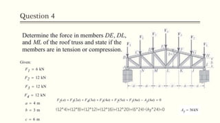 Question 4
(12*4)+(12*8)+(12*12)+(12*16)+(12*20)+(6*24)-(Ay*24)=0
 