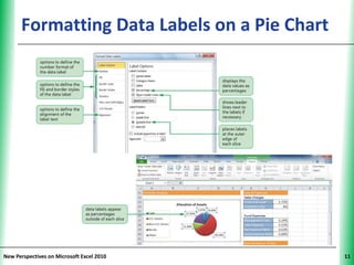 Formatting Data Labels on a Pie Chart
                                          XP




New Perspectives on Microsoft Excel 2010       11
 