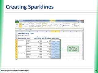 Creating Sparklines                  XP




New Perspectives on Microsoft Excel 2010        43
 