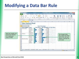 Modifying a Data Bar Rule            XP




New Perspectives on Microsoft Excel 2010        48
 
