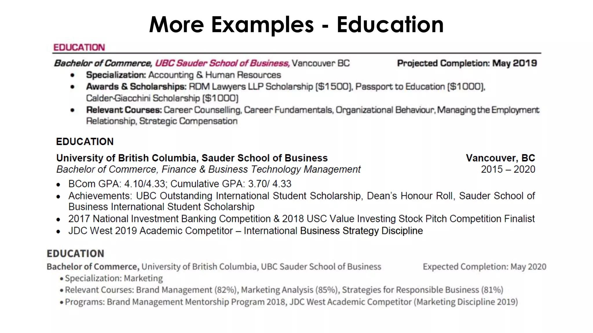 More Examples - Education
 